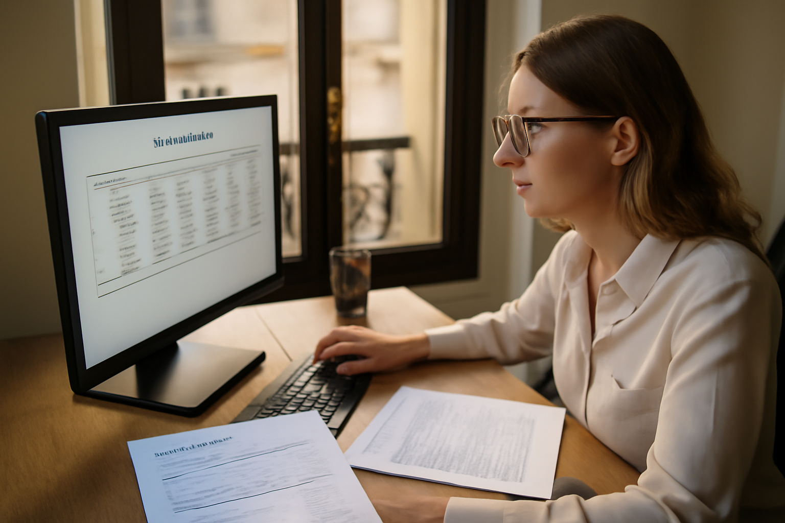 amortissement des logiciels comptabilité : comptable vérifiant un plan d’amortissement sur écran