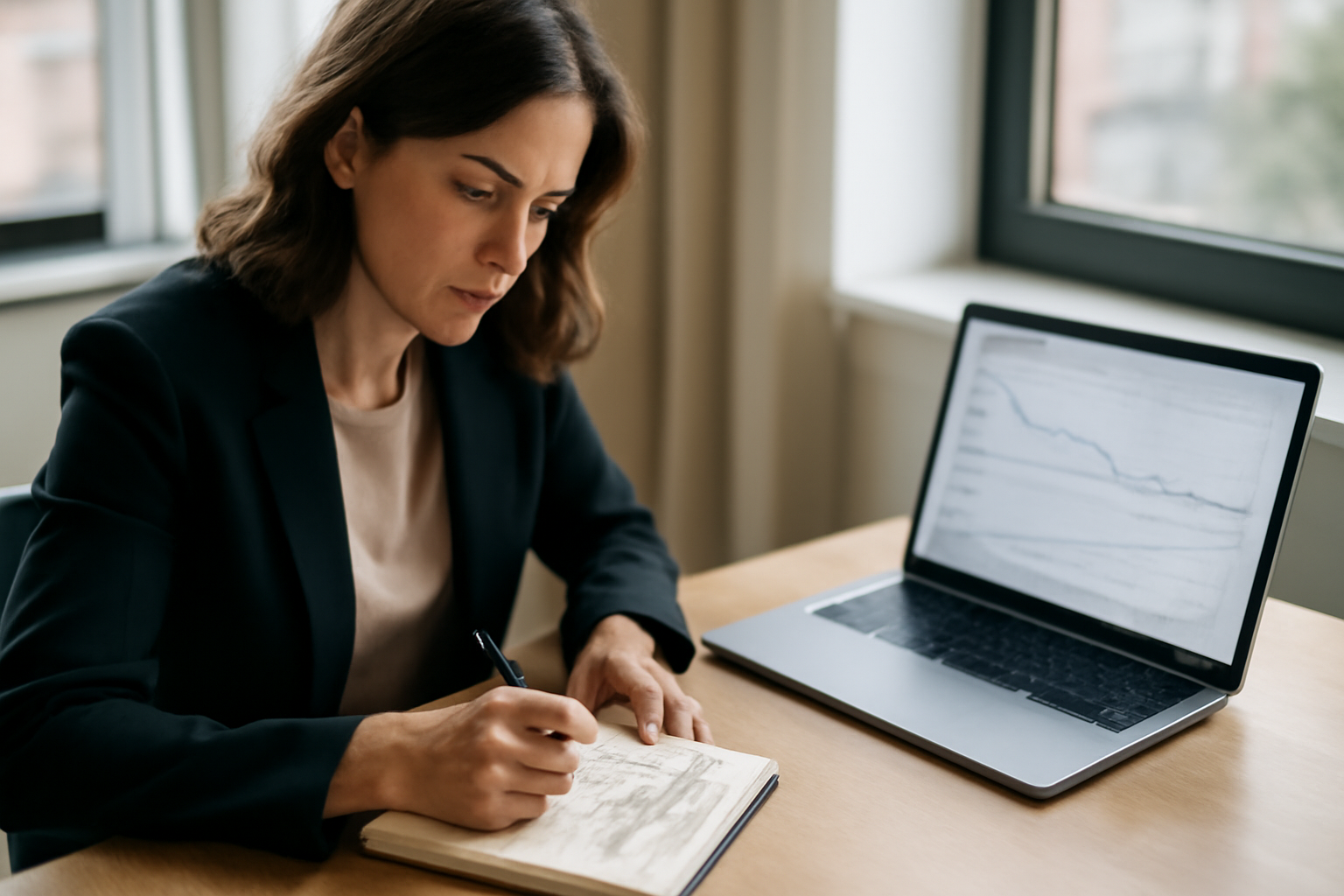 Graphiques de rétention et taux d’activation sur un écran, avec une checklist de KPI sur un carnet