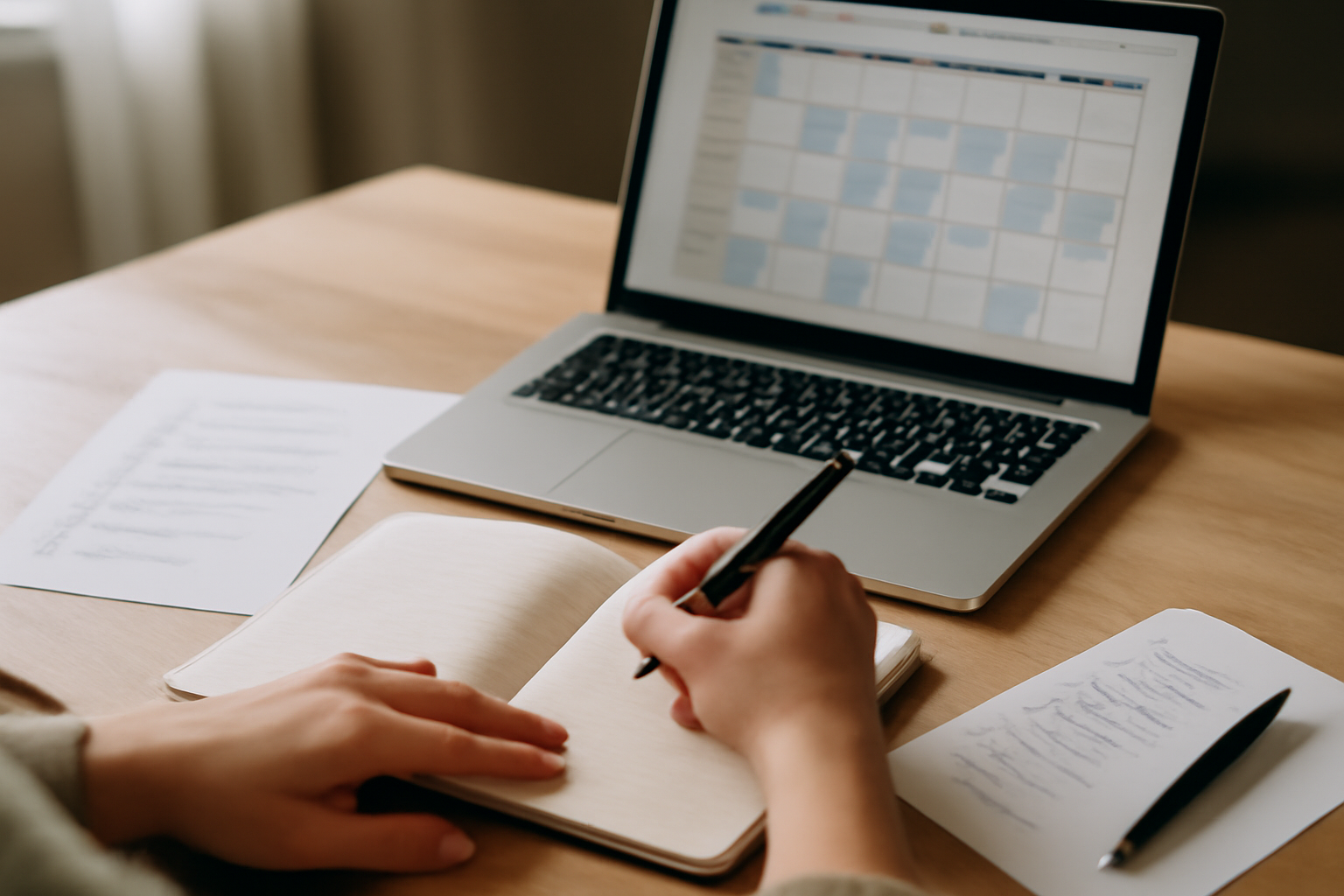 Plan de travail avec checklist et calendrier de publication pour un projet éditorial