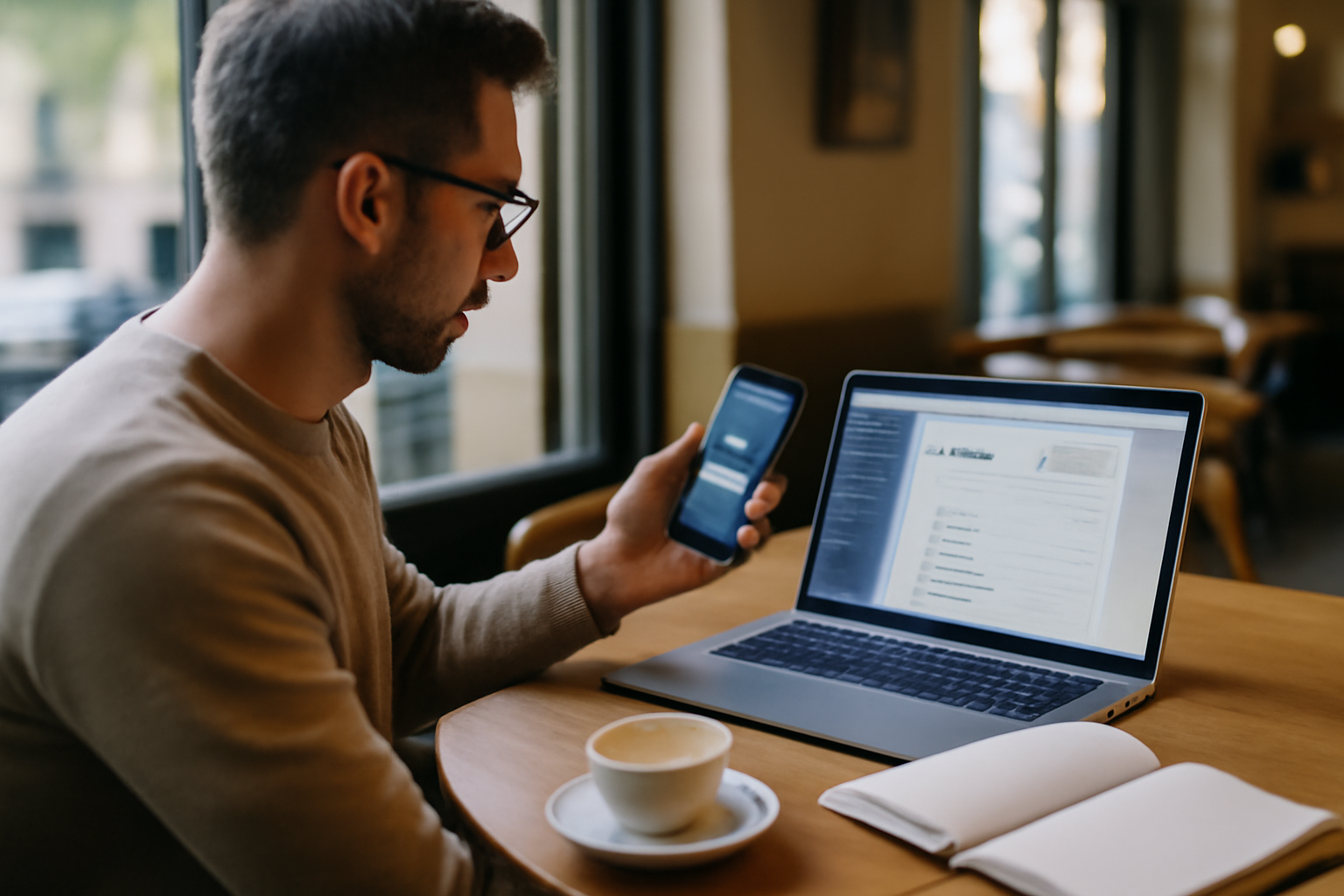 hr4you connexion sur smartphone et ordinateur en situation réelle, écran de connexion visible