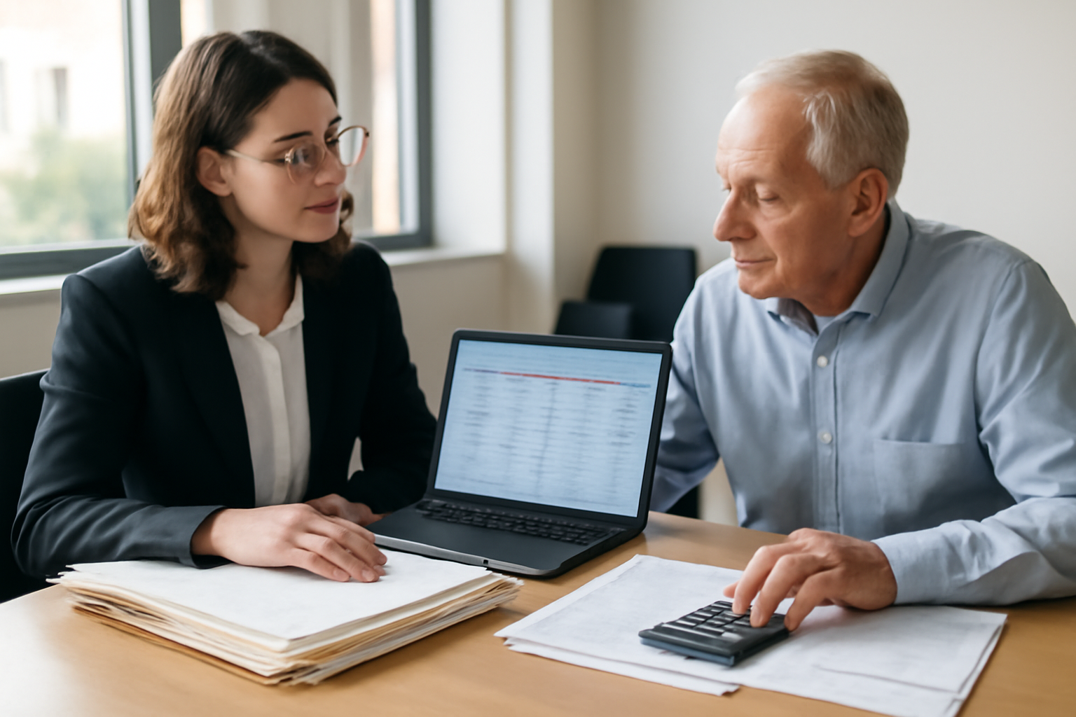 prime départ retraite privé : réunion RH et salarié dans un bureau, calcul d’indemnité