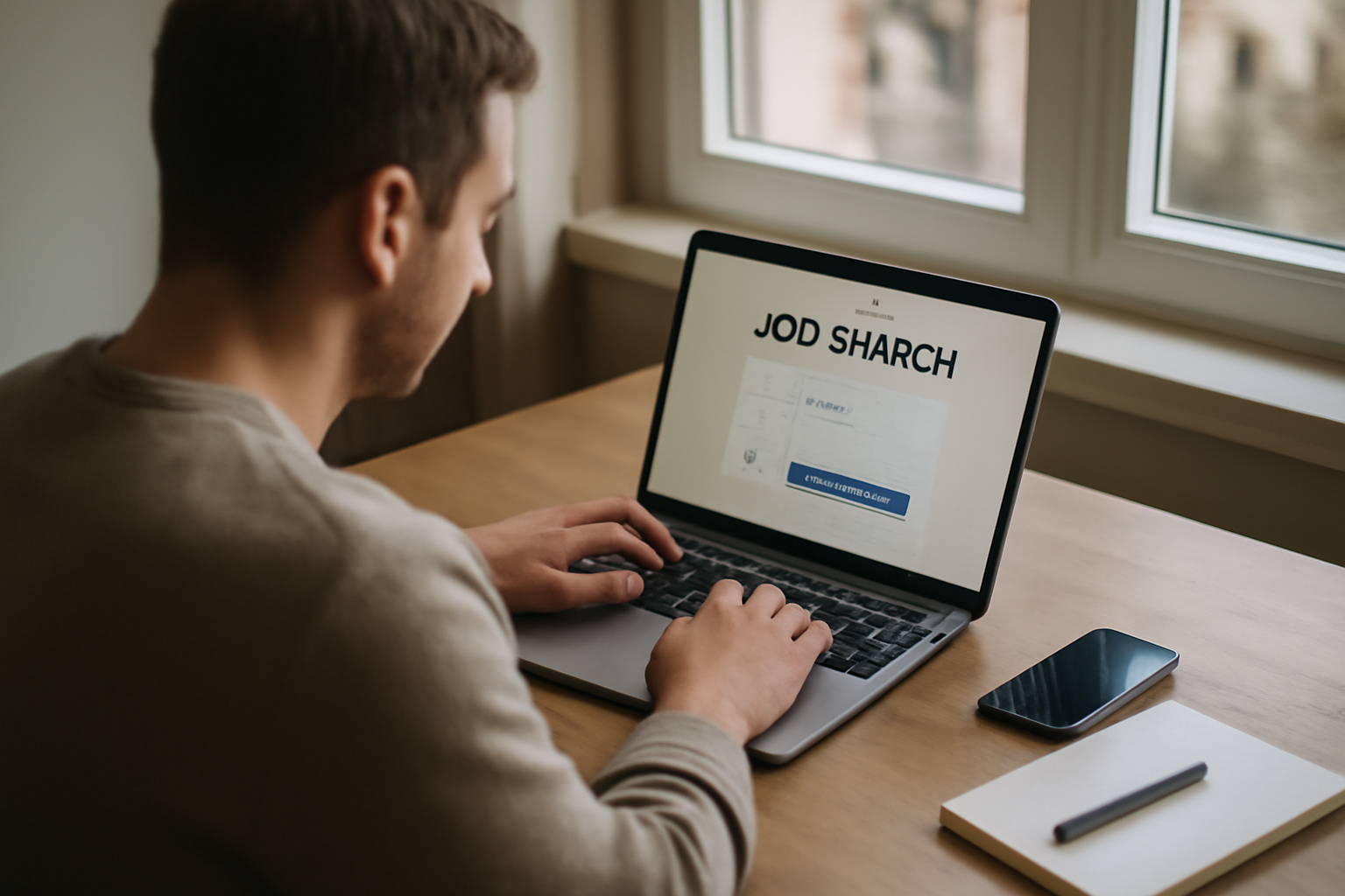 Connexion à recrunet com : écran espace candidat sur ordinateur, lumière naturelle