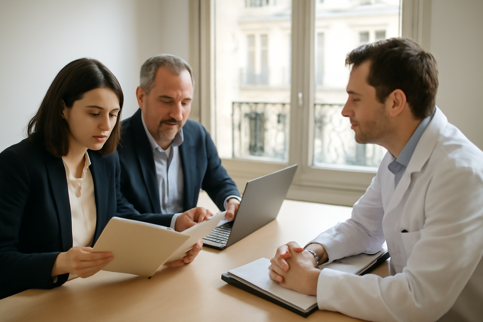 Licenciement pour inaptitude danger : médecin du travail et employeur examinant un dossier