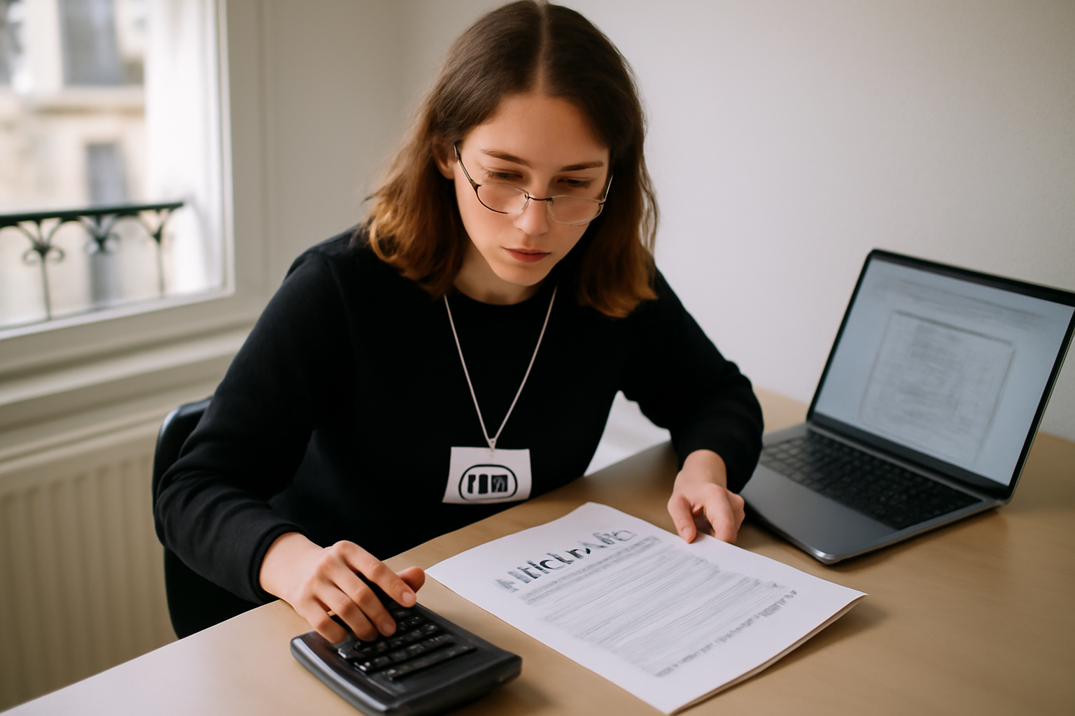 Salaire alternance master 1 : vérification du contrat et calcul de la rémunération en 2026, dans un bureau avec ordinateur et documents