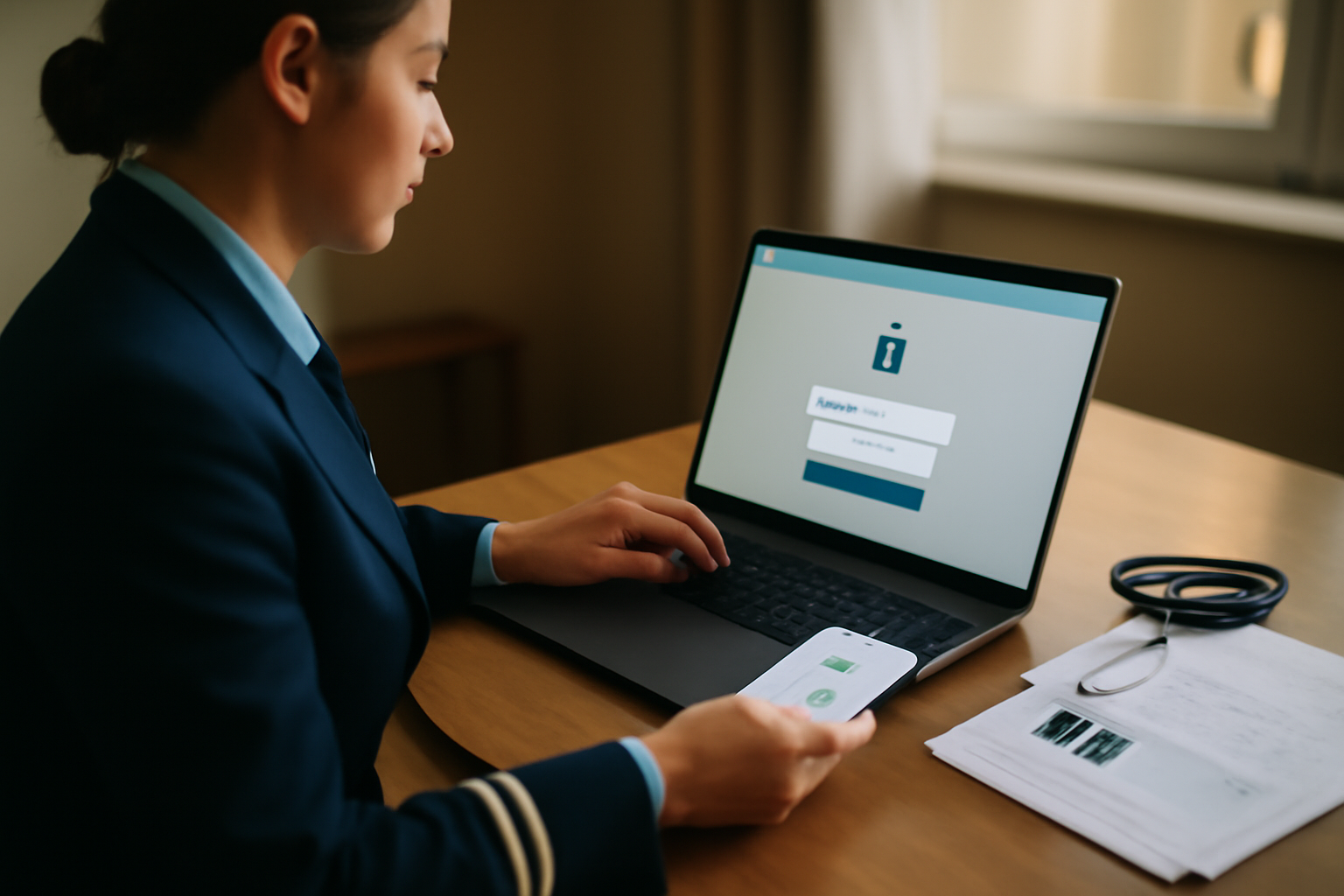 ipn air france : écran de connexion intranet sur un ordinateur en environnement professionnel