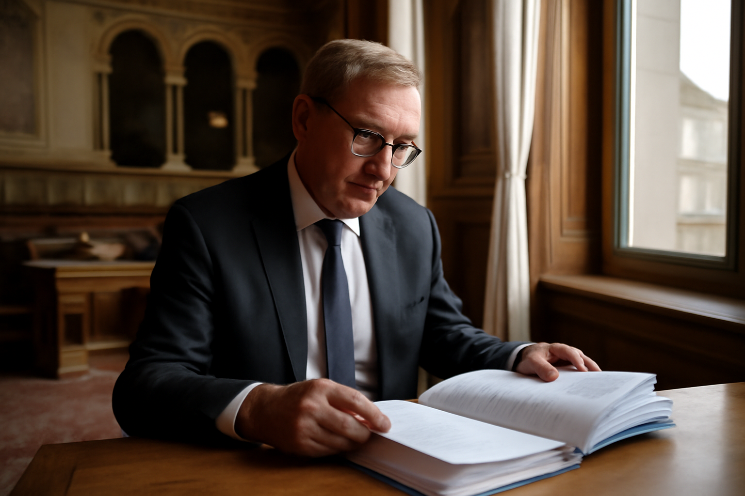 Sénateur salaire : vue réaliste du Palais du Luxembourg et d’un dossier de rémunération